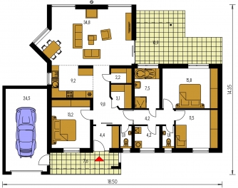 Grundriss des Erdgeschosses - BUNGALOW 129